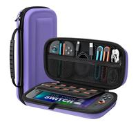 TiMOVO Funda para Nintendo Switch 2, Funda Rígida Portátil para Switch 2, Funda de Transporte para 10 Tarjetas de Juego y Adaptador, Funda de Viaje con Bolsillo para Accesorios de Switch 2, Morado