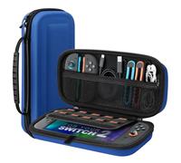 TiMOVO Funda para Nintendo Switch 2, Funda Rígida Portátil para Switch 2, Funda de Transporte para 10 Tarjetas de Juego y Adaptador, Funda de Viaje con Bolsillo para Accesorios de Switch 2,Azul Oscuro
