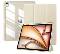 TiMOVO Funda para Nuevo iPad Air 13 Pulgadas (M4/M3/M2-2026/2025/2024) con Runura para Lápiz, Cubierta Delgada con Soporte, Funda Trasera Transparente, Auto Activación/Reposo, Blanco Estrella