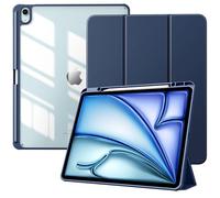 TiMOVO Funda para Nuevo iPad Air 13 Pulgadas (M4/M3/M2-2026/2025/2024) con Runura para Lápiz, Cubierta Delgada con Soporte, Funda Trasera Transparente, Auto Activación/Reposo, Azul Marino