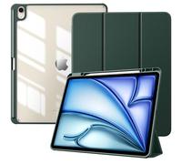 TiMOVO Funda para Nuevo iPad Air 13 Pulgadas (M4/M3/M2-2026/2025/2024) con Runura para Lápiz, Cubierta Delgada con Soporte, Funda Trasera Transparente, Auto Activación/Reposo, Verde Noche