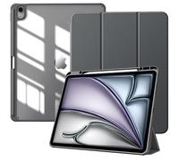 TiMOVO Funda para Nuevo iPad Air 13 Pulgadas (M4/M3/M2-2026/2025/2024) con Runura para Lápiz, Cubierta Delgada con Soporte, Funda Trasera Transparente, Auto Activación/Reposo, Gris Espacial