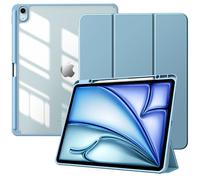 TiMOVO Funda para Nuevo iPad Air 13 Pulgadas (M4/M3/M2-2026/2025/2024) con Runura para Lápiz, Cubierta Delgada con Soporte, Funda Trasera Transparente, Auto Activación/Reposo, Azul Brumoso
