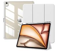TiMOVO Funda para Nuevo iPad Air 13 Pulgadas (M4/M3/M2-2026/2025/2024) con Runura para Lápiz, Cubierta Delgada con Soporte, Funda Trasera Transparente, Auto Activación/Reposo, Blanco