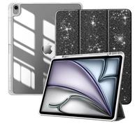 TiMOVO Funda para Nuevo iPad Air 13 Pulgadas (M4/M3/M2-2026/2025/2024) con Runura para Lápiz, Cubierta Delgada con Soporte, Funda Trasera Transparente, Auto Activación/Reposo, Brillo Negro