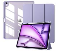 TiMOVO Funda para Nuevo iPad Air 13 Pulgadas (M4/M3/M2-2026/2025/2024) con Runura para Lápiz, Cubierta Delgada con Soporte, Funda Trasera Transparente, Auto Activación/Reposo, Taro Morado