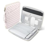 TiMOVO Funda Portátil 13,3-14" para MacBook Neo/Air/Pro,Cuadros Caqui Crema | También para HP Lenovo Dell Acer ASUS 14", Funda Protectora Portátil con Bolsillos y Asa