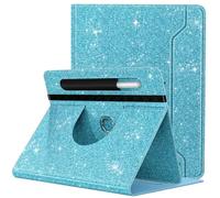 TiMOVO Funda Universal para Tablet de 9-11 Inch, Funda Protectora con Soporte Giratorio 360° y Bolsillo para Lápiz para 9 10 10.1 Inch Android Pantalla de 9-11 Inch, Purpurina Azul Cielo