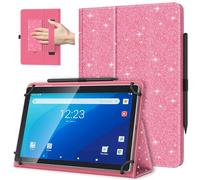 TiMOVO Funda Universal para Tableta Android de 10,1" con Bucle para Lápiz, Funda Plegable y Ligera de Pie con Correa para Todas Las Tabletas con Pantalla Táctil de 9,6"-11", Rojo Sandía Brillante