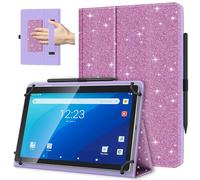 TiMOVO Funda Universal para Tableta Android de 10,1 Pulg. con Bucle para Lápiz, Funda Plegable y Ligera de Pie con Correa para Todas Las Tabletas con Pantalla Táctil de 9,6"-11", Purpurina Violeta