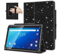 TiMOVO Funda Universal para Tableta Android de 10,1 Pulg. con Bucle para Lápiz, Funda Plegable y Ligera de Pie con Correa para Todas Las Tabletas con Pantalla Táctil de 9,6-11 Pulgadas, Brillo Negro