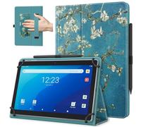 TiMOVO Funda Universal para Tableta Android de 10,1 Pulg. con Bucle para Lápiz, Funda Plegable y Ligera de Pie con Correa para Todas las Tabletas con Pantalla Táctil de 9,6-11Pulg.,Bloom d'albaricoque