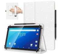 TiMOVO Funda Universal para Tableta Android de 10,1 Pulg. con Bucle para Lápiz, Funda Plegable y Ligera de Pie con Correa para Todas Las Tabletas con Pantalla Táctil de 9,6-11 Pulgadas, Brillo Blanco