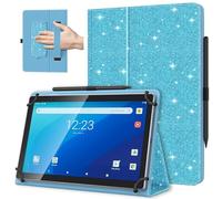 TiMOVO Funda Universal para Tableta Android de 10,1 Pulg. con Bucle para Lápiz, Funda Plegable y Ligera de Pie con Correa para Todas las Tabletas con Pantalla Táctil de 9,6-11 Pulgadas, Purpurina Azul