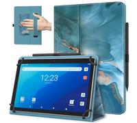TiMOVO Funda Universal para Tableta Android de 10,1 Pulg. con Bucle para Lápiz, Funda Plegable y Ligera de Pie con Correa para Todas Las Tabletas con Pantalla Táctil de 9,6-11 Pulg., Azul Pavo Nublado