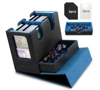 TiMOVO MTG Caja de Cartas, Pantalla del Comandante y Bandeja de Dados para más de 400 cartas sin funda, Estuche magnético para guardar cartas para TCG CCG Magic Cards, Negro+Azul