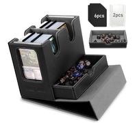 TiMOVO MTG Caja de Cartas, Pantalla del Comandante y Bandeja de Dados para más de 400 cartas sin funda, Estuche magnético para guardar cartas para TCG CCG Magic Cards, Negro + Gris