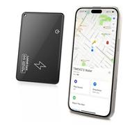 TiMOVO Tarjeta Localizador de Cartera, Wallet Finder y Item Locator Tracker para Apple Find My (iOS) - Carga Inalámbrica Recargable, IP68 Impermeable para Bolsos, Equipaje, Pasaportes - Negro