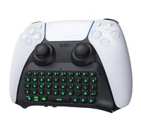 TiMOVO Teclado Inalámbrico Compatible con PS5, Teclado de Controlador Bluetooth con Genial Retroiluminación Verde, 47 Teclas, Altavoz Incorporado, Conector de Audio de 3,5 mm para Mando PS5, Negro
