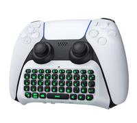 TiMOVO Teclado Inalámbrico Compatible con PS5, Teclado de Controlador Bluetooth con Genial Retroiluminación Verde, 47 Teclas, Altavoz Incorporado, Conector de Audio de 3,5 mm para Mando PS5, Blanco