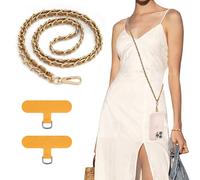 TiMOVO Universal Correa Cruzada para Teléfono, 120CM Cordón para Teléfono Móvil Manos Libres para Todos los Móviles, Cadena Metálica + PU Móvil de Moda con 2 Parches para Uso Diario, Khaki