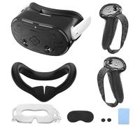TiMOVO VR Juego de Accesorios Protectores para Meta Quest 3S, Incluye TPU Cubierta, Cubierta del Mango, Protectores Faciales, Cubiertas para Lentes, Agarre del Pulgar, 10 Cubiertas para Ojos, Negro