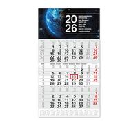 Timr calendario de 3 meses 2026 vista anual - 53 cm - internacional multilingüe DE/GB/FR/IT/ES/NL - calendario de pared con deslizador - motivo universo I tr353