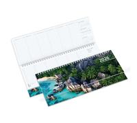 Timr Calendario de mesa 2026 horizontal, formato semanal horizontal, calendario de mesa de 1 semana en 2 páginas, D, GB, F, diseño caribeño I tr363