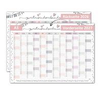 Timr Calendario de pared 2026, incluye 2027, diseño de confeti, DIN A3, calendario de 12 meses, ambos lados I tr396