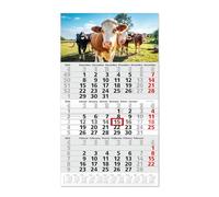 Timr calendario de tres meses 2026 vista anual 53 cm internacional multilingüe DE GB FR IT ES NL calendario de pared con deslizador motivo vaca I tr354
