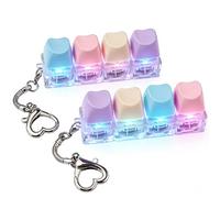 TIMSEKER 2 juguetes antiestrés con teclado de corazón para adultos con luz LED, teclado multifuncional con clic, artículos para aliviar la ansiedad, probador de teclas transparentes blanco y