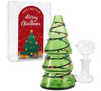 TIMSURE Mini bong para árbol de Navidad, pieza decorativa de vidrio de borosilicato de 11 cm de alto, 5,2 cm de diámetro, cuenco de 10 mm, hecho a mano con caja de almacenamiento de plástico