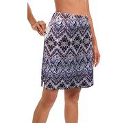 Timuspo Falda deportiva para mujer, hasta la rodilla, con pantalones cortos interiores, falda de tenis atlética con cintura alta, Mezcla de patrón azul, S