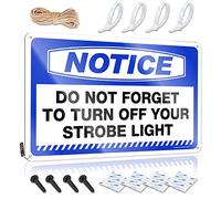Tin Crazy Funny Wall Art - Arte de pared con texto en inglés "Notice Do Not Forget To Turn Off Your Strobe Light" rústico, regalo para caravana, fácil de colgar para taller (20 x 30 cm)