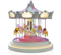 Tin Dreams | Carrusel Navidad Grande con Movimiento, Música, Luces LED y Bluetooth | Tiovivo Decorativo | Pueblo Navideño, Villa, Aldea Miniatura, Escena Animada Iluminada | Adorno Decoración Hogar