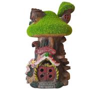 TIN DREAMS FACTORY | Casita de Hadas para Jardín con Luz Solar - Fairy Tree House en Resina - Decoración Exterior Jardín, Patio, Terraza - Adorno Mágico con Luz LED para Ambientes Encantados