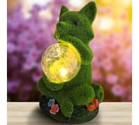 TIN DREAMS FACTORY | Figura Zorro Solar Decorativo para Jardín - Estatua LED Exterior en Resina con Musgo - Adorno de Animales para Patio, Terraza o Césped - Luz Automática