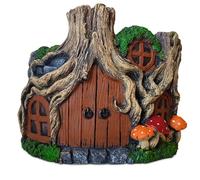 TIN DREAMS FACTORY | Maceta Casa Hobbit de Fantasía - Figura Decorativa de Hormigón Pintada a Mano - Macetero Original para Plantas y Flores - Jardín, Terraza o Interior