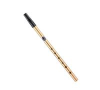 Tin Whistle Flute - Cuerpo tubular de metal, diseño de seis agujeros, forma ligera y portátil, control de flujo de aire suave, para cumpleaños, Pascua, Navidad, juego profesional de mostaza