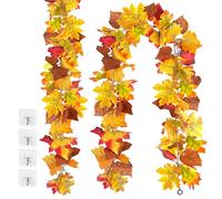 TINA 2Pcs Guirnaldas Artificiales de Hojas de Arce 1,7m Guirnalda Hojas Otoño Guirnalda Otoño Decoración Otoñal Hoja de Arce Adornos para Interior Exterior Fiesta Acción de Gracias Halloween