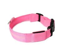 TINA&CO Collar Ajustable y Luminoso con LUZ LED, para Mascotas, con DISPENSADOR de Bolsas de Regalo. Recargable con USB Integrado. Led con 3 Modos de Iluminación. | (Rosa, M)