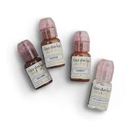Tina Davies Professional Sunset Pigment Collection - Maquillaje permanente para cejas - Los colores curan fieles al tono - Incluye tabla de colores - 4 botellas de 1/2 onzas