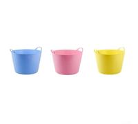 Tina de almacenamiento de plástico resistente con asas para residuos de jardín y para lavar el hogar, capacidad de 40 litros, apilable y resistente a la intemperie (40 L, azul nórdico)