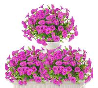 TINA Flores Artificiales Seda Petunia 6 Paquetes Flores Artificiales para Exteriores Ramo de Plantas Artificiales Eucalipto Gloria matutina Resistentes a los Rayos UV para Jardín Porche Balcón Patio