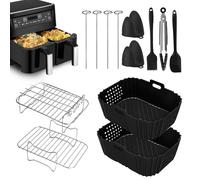 TINA.WIN 13 Piezas Molde Silicona Freidora De Aire Ninja Air Fryer Accesorios Para Cecotec 9l, Ninja Foodi Af300eu, La Moustache 8l，Molde Silicona Freidora De Aire Dual Zone