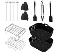 TINA.WIN 13 piezas Ninja Hot Air Freidora Accesorios, accesorios para freidoras Ninja Foodi Max Af400eu Af300eu y otras freidoras de aire de doble zona/doble apilamiento, libre de BPA silicona