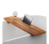 Tinamo Mesa de Bandeja de bañera de Acacia | Bandeja Grande de Madera para bañera de 35 x 9 Pulgadas | Bandeja de bañera sostenible y antivuelco para bañera | Soportes de Accesorios de bañera para
