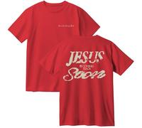TINASI Josiah Queen Jesus is Coming Back Soon Merch - Camiseta unisex de algodón con cuello redondo y manga corta, rosso, S