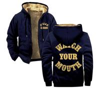 TINASI Josiah Queen Watch Your Mouth - Sudadera con capucha y cremallera, unisex, manga larga, abrigo urbano, azul marino, L