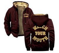 TINASI Josiah Queen Watch Your Mouth - Sudadera con capucha y cremallera, unisex, manga larga, abrigo urbano, marrón, XXS